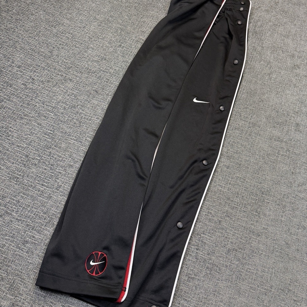 Nike Tearaway Track Pants Men's Large Black Snap Side Basketball Y2K